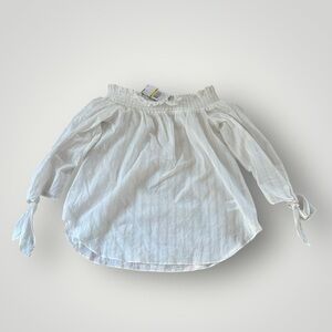 Michael Kors White Ruffle Ties quarter sleeve Off Shoulder Blouse Women’s M NWT